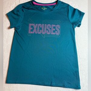 Tek Gear Teal Kids Tee with No Excuses Graphic Size Girls S(7)